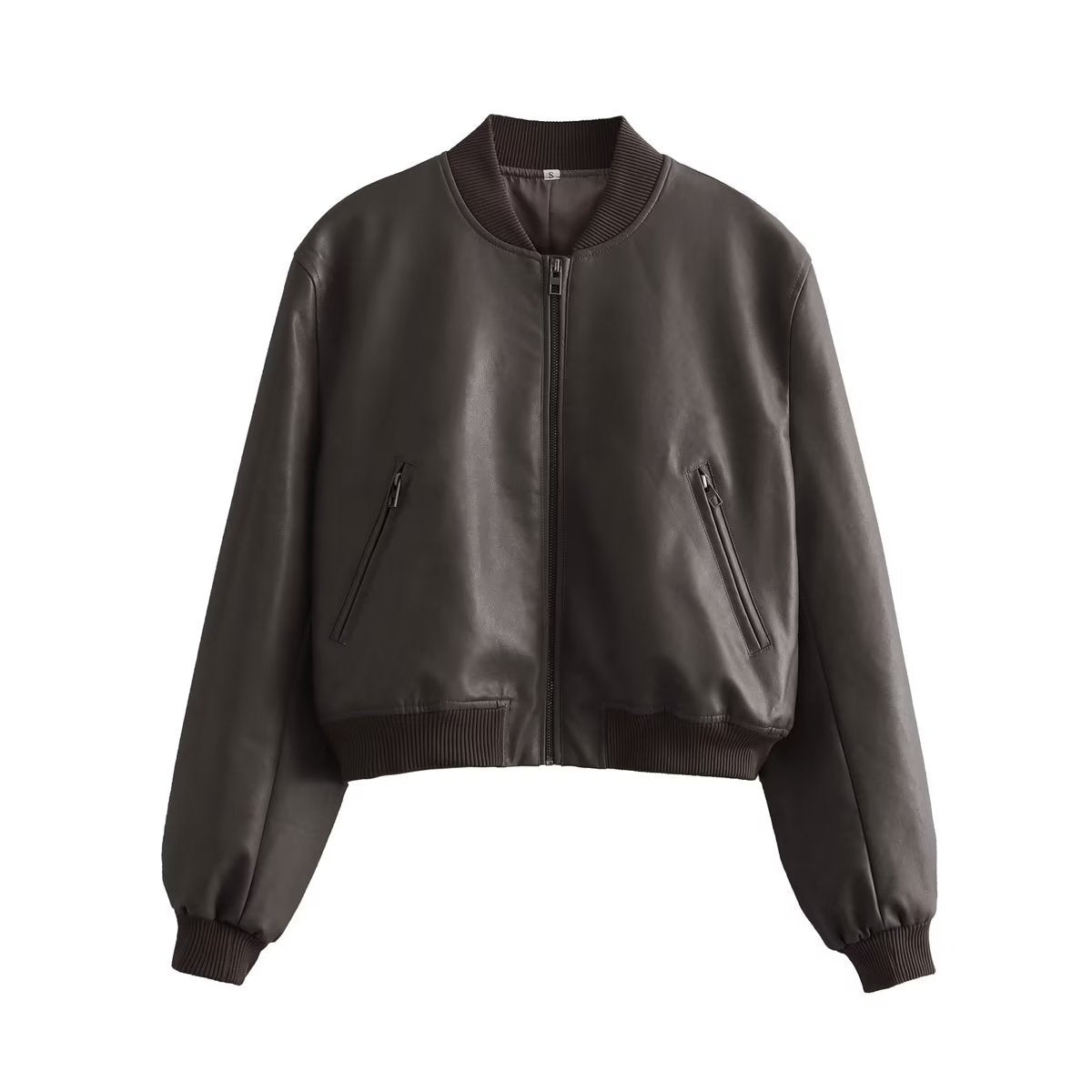 Faux Leather Bomber Jacket