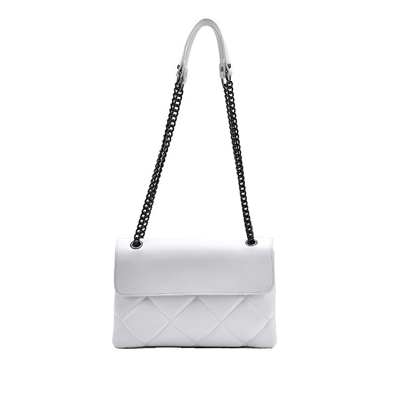 Solid Color Chain Rhombus Pu Leather Shoulder Bag