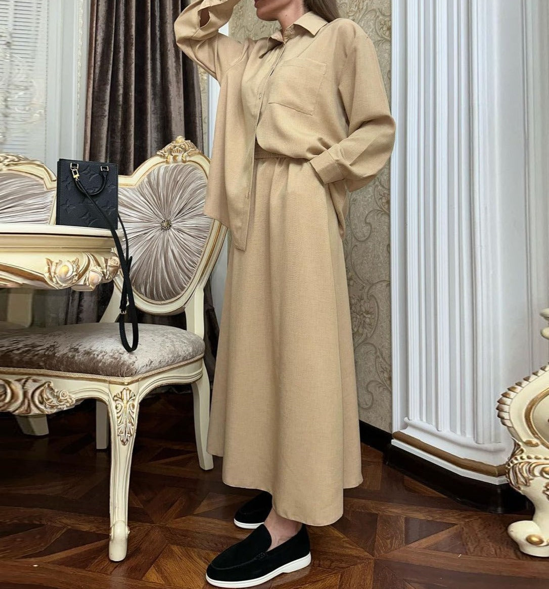 Long Sleeve Shirt Skirt Suit