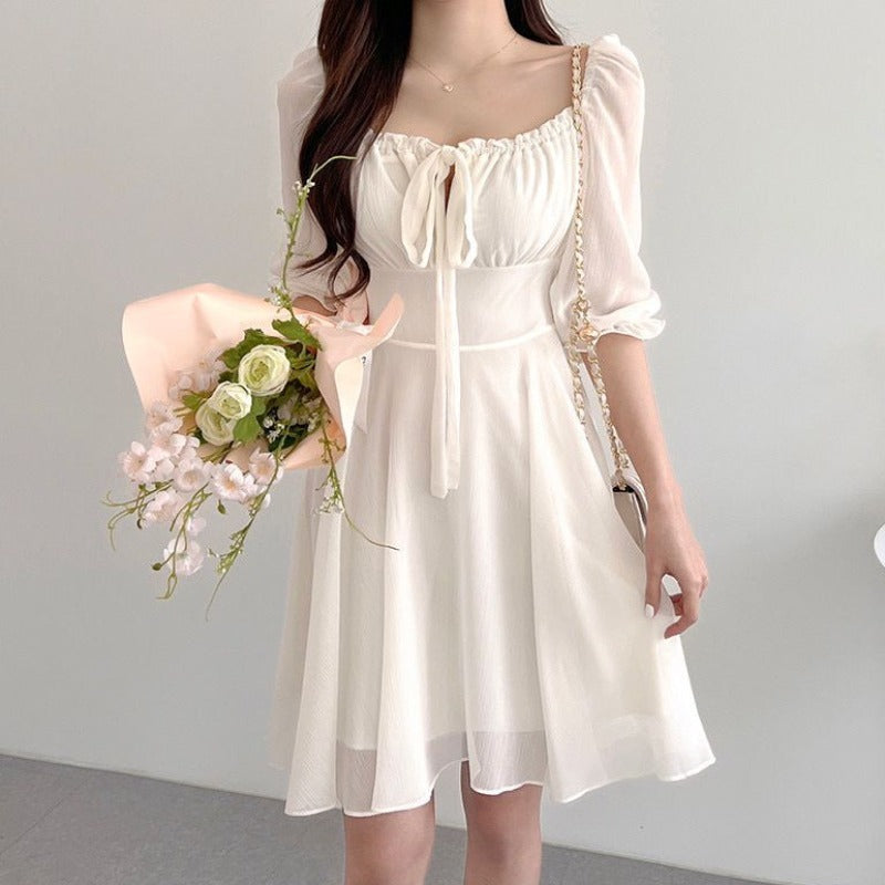 Square Collar Puff Half Sleeve Mini Dress