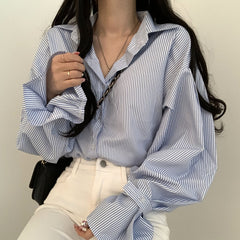 Vintage Striped Long Sleeve Blouse