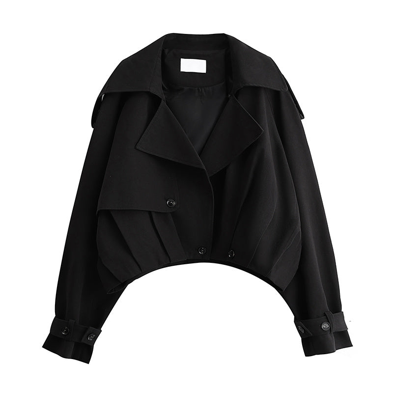 Women's Loose Retro Double Breasted Short Trench Coat