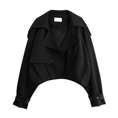 Women's Loose Retro Double Breasted Short Trench Coat