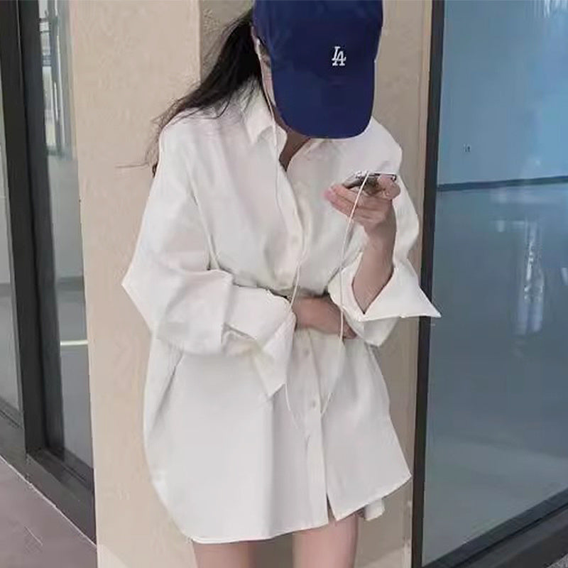 Polo Collar Long Sleeve Loose Blouse
