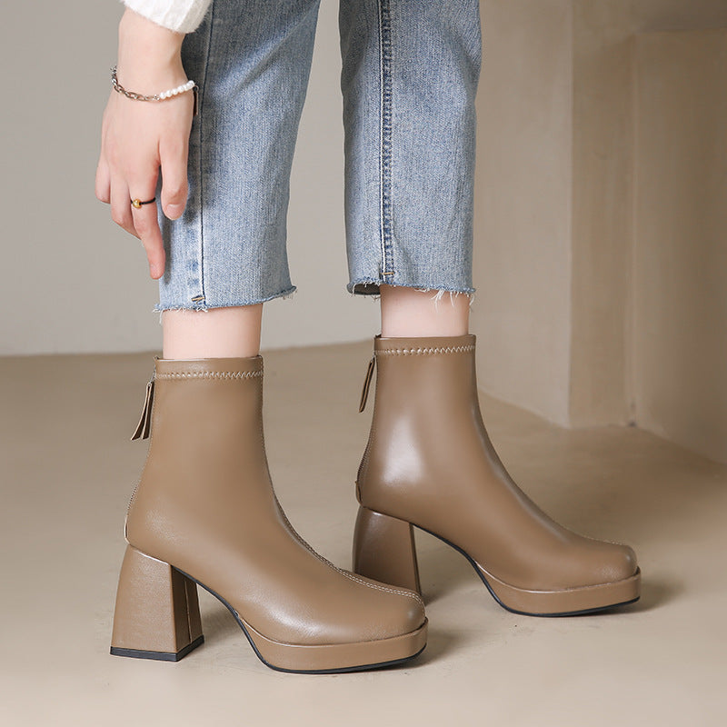 Chunky Chic High Heel Boots