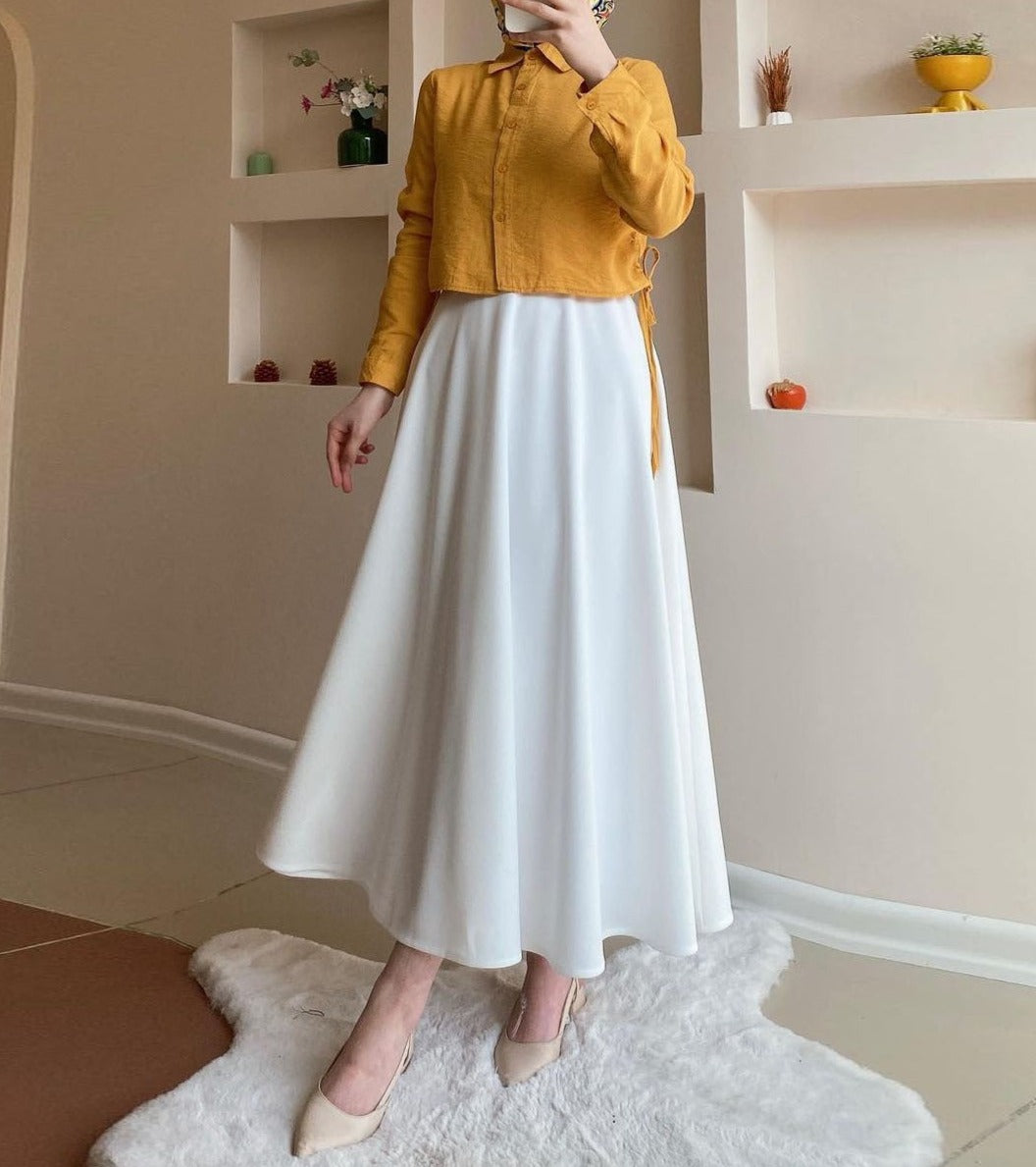 Long Sleeve Shirt High Waist Skirt Suit