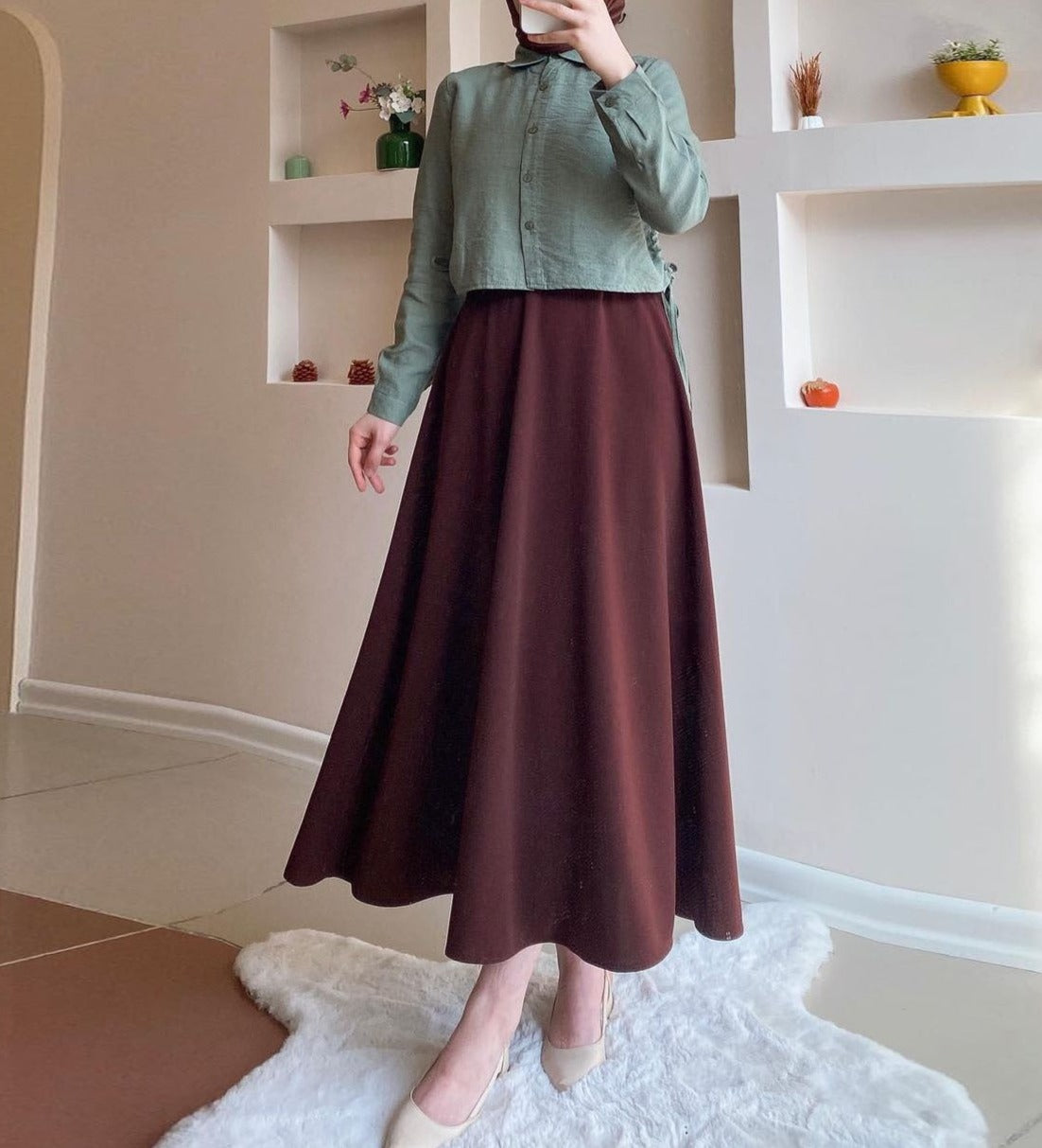 Long Sleeve Shirt High Waist Skirt Suit