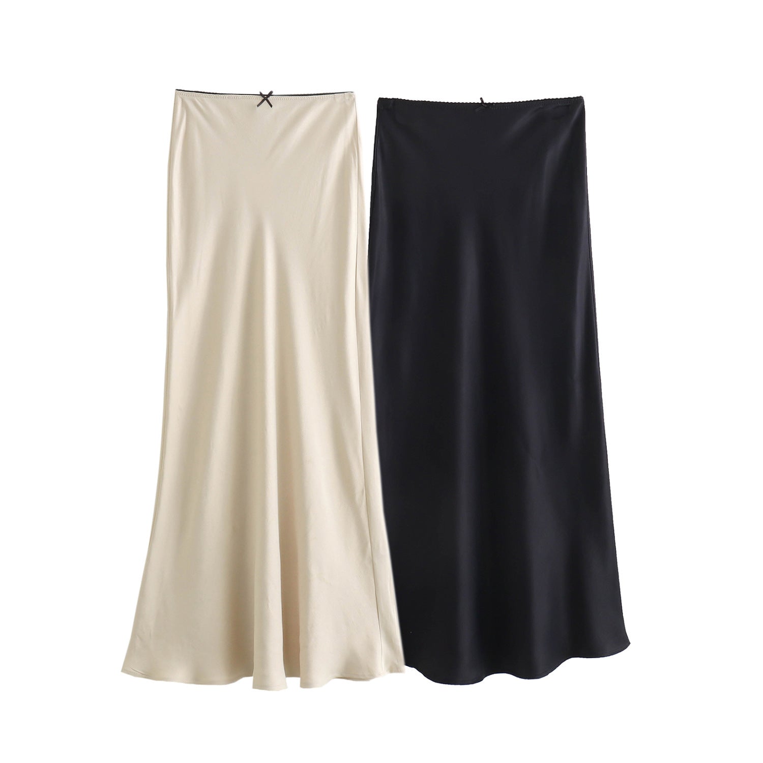 Bow Silk Satin Maxi Skirt