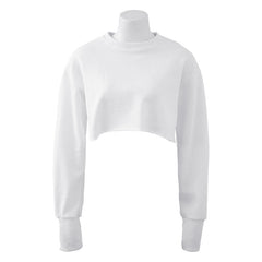 Solid Color Cropped Sweatshirt