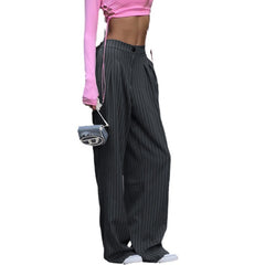 Loose Striped Suit Pants High Waist Wide Leg Pants