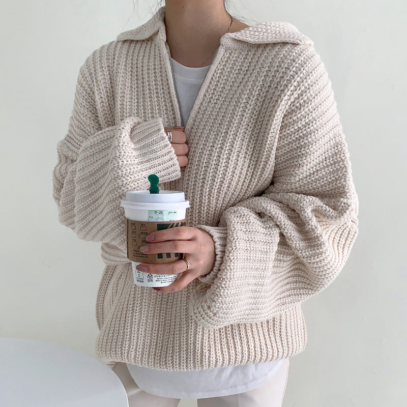 Half Zip Up Oversized Sweater