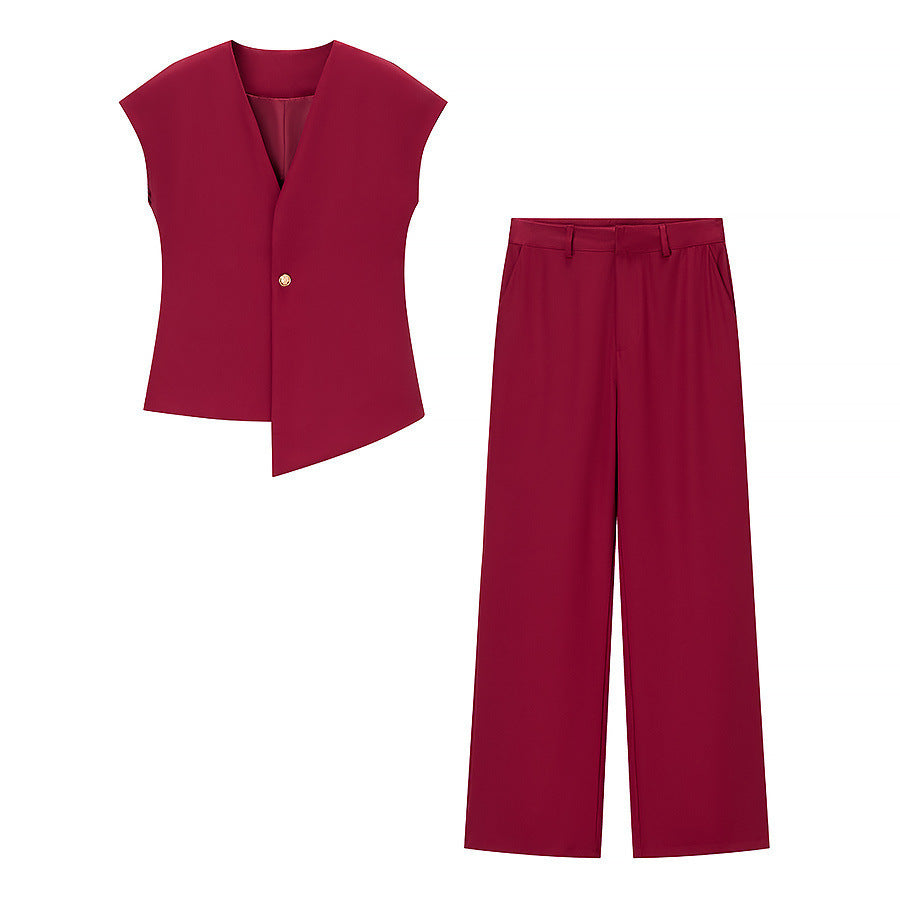 Minimalist Irregular Vest Casual Trousers Suit