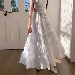 Stitching Cake Dress Summer Versatile Big Hem Umbrella Skirt Long Dress