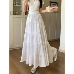 Stitching Cake Dress Summer Versatile Big Hem Umbrella Skirt Long Dress