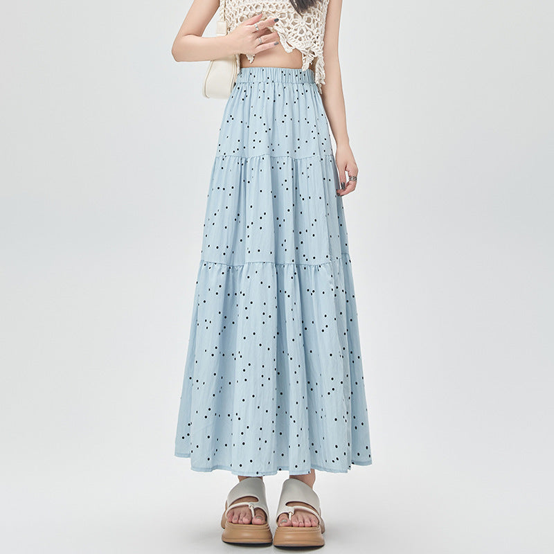 Vintage Polka Dot Stitching Maxi Skirt