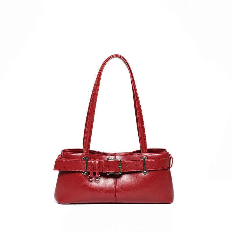 Vintage Buckled Key Pu Leather Shoulder Bag