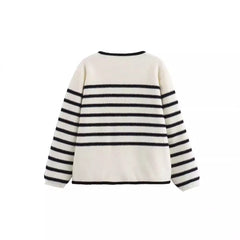 Old Money Striped Button Knitted Cardigan