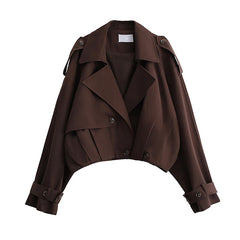 Women's Loose Retro Double Breasted Short Trench Coat
