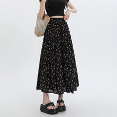 High Waist Umbrella Floral Maxi Skirt