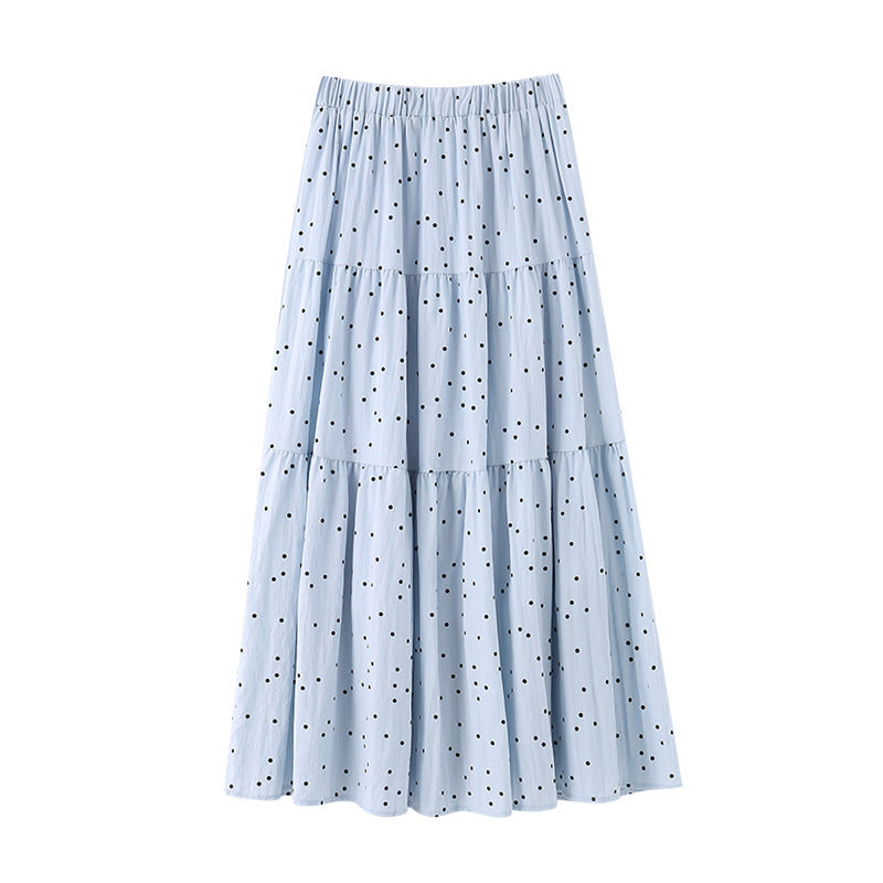 Vintage Polka Dot Stitching Maxi Skirt