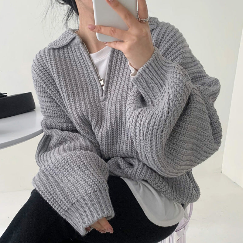 Half Zip Up Oversized Sweater