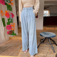 Vintage Washed Straight Wide Leg Jeans