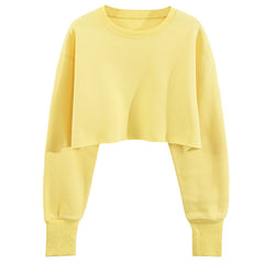 Solid Color Cropped Sweatshirt