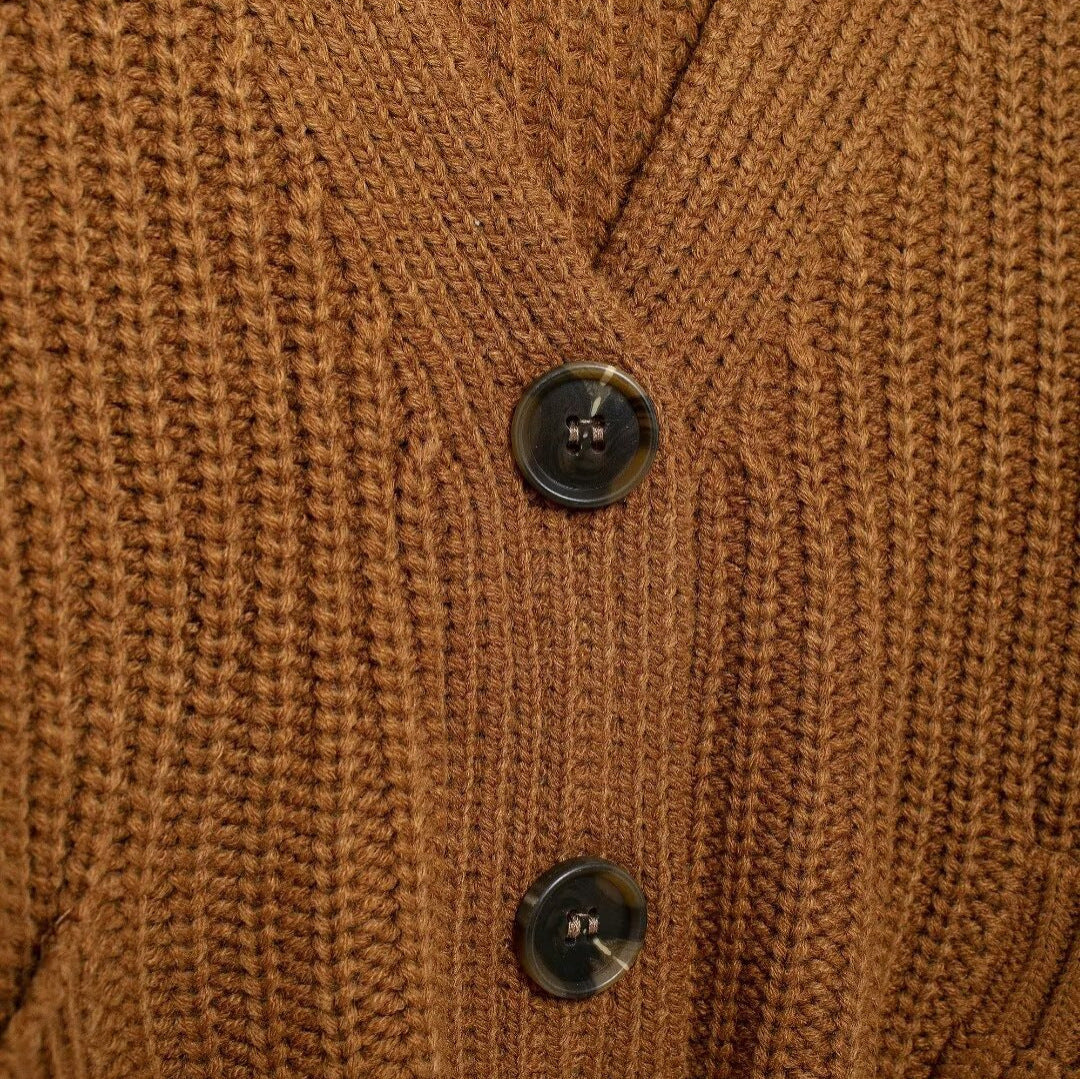 V-Neck Pocket Knitted Cardigan