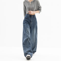 Faded Denim Baggy Wide Leg Boyfriend Jeans