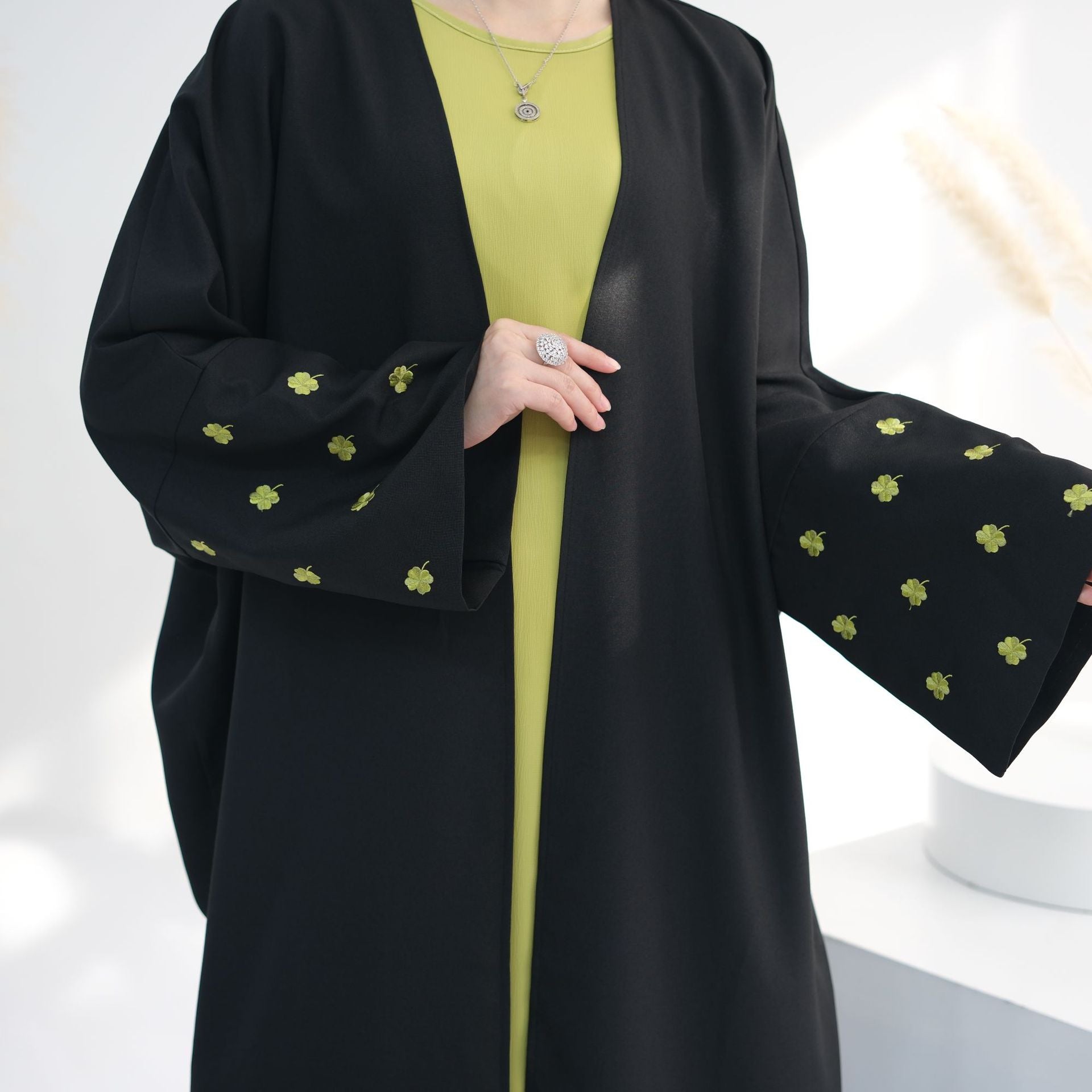 Embroidery Clover Abaya