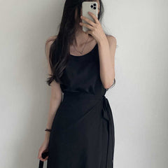 Round Neck Tied Cinched Sleeveless Maxi Dress