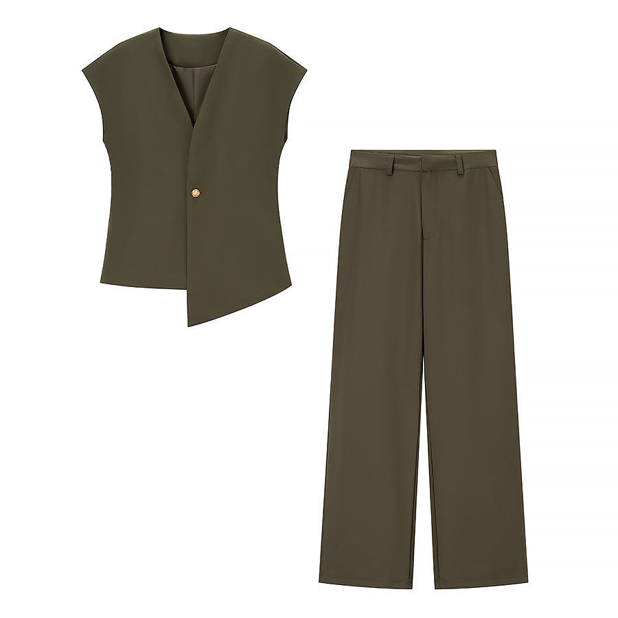 Minimalist Irregular Vest Casual Trousers Suit