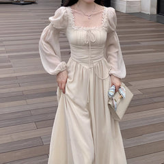 Square Collar Fairy Maxi Dress