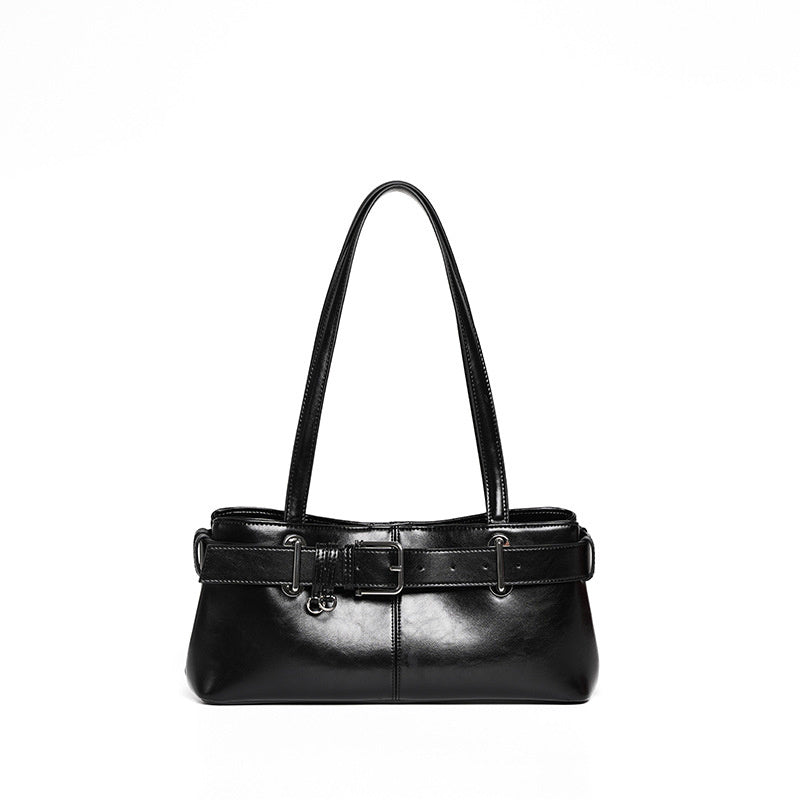 Vintage Buckled Key Pu Leather Shoulder Bag