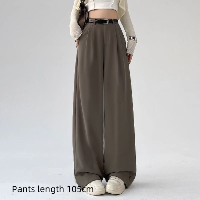 Solid Color Casual High Waist Loose Trousers