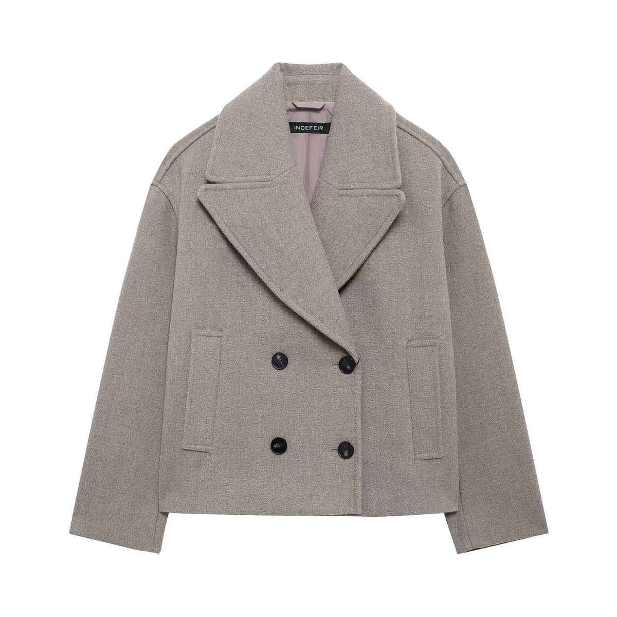 Double Breasted Button Wool Coat