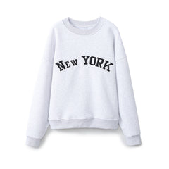 Embroidered Letter Round Neck Pullover Sweatshirt