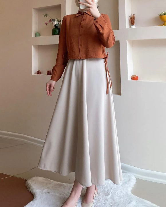 Long Sleeve Shirt High Waist Skirt Suit