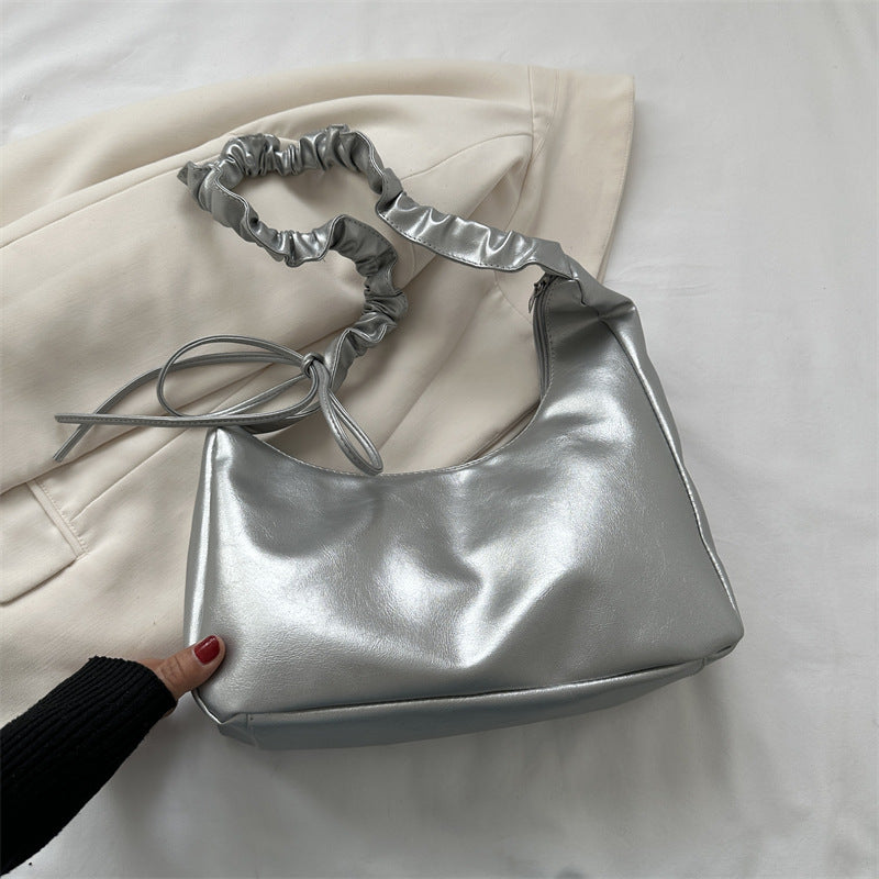 Solid Color Stitching Shoulder Bag