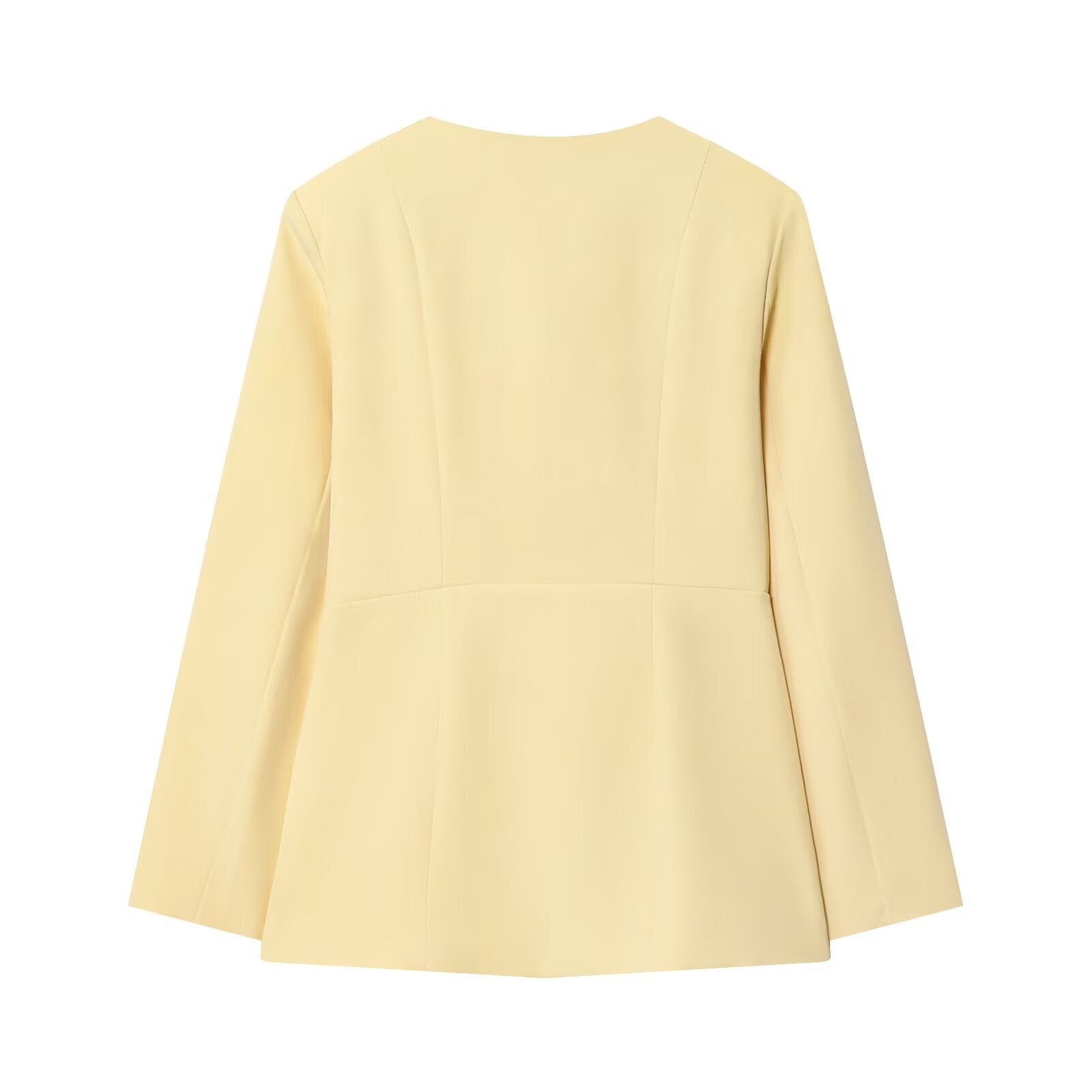 Solid Color Round Neck Suit Blazer