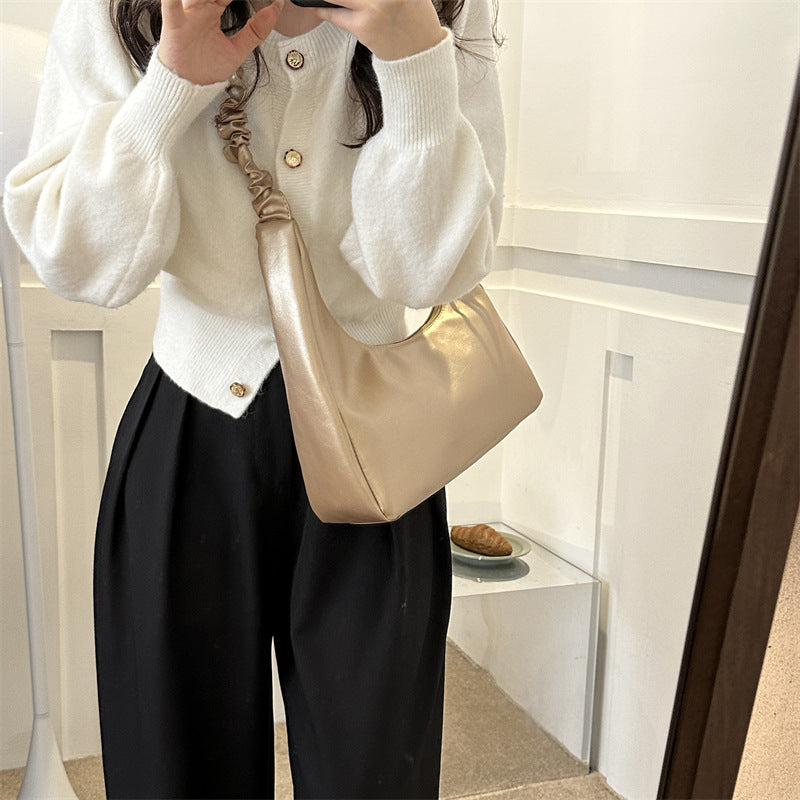 Solid Color Stitching Shoulder Bag