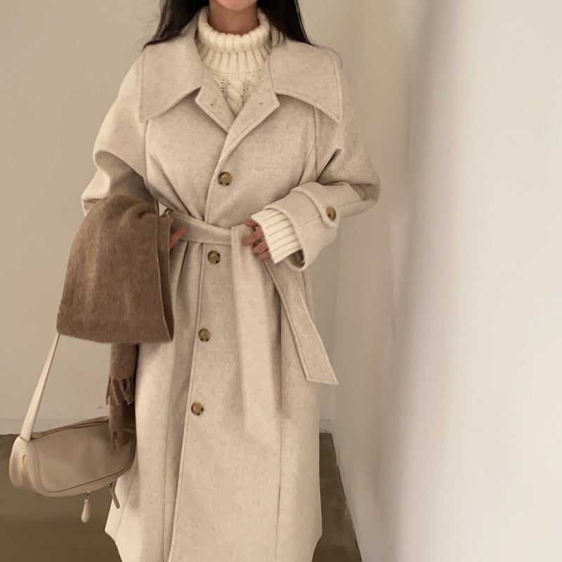 Vintage Suit Collar Wool Maxi Coat