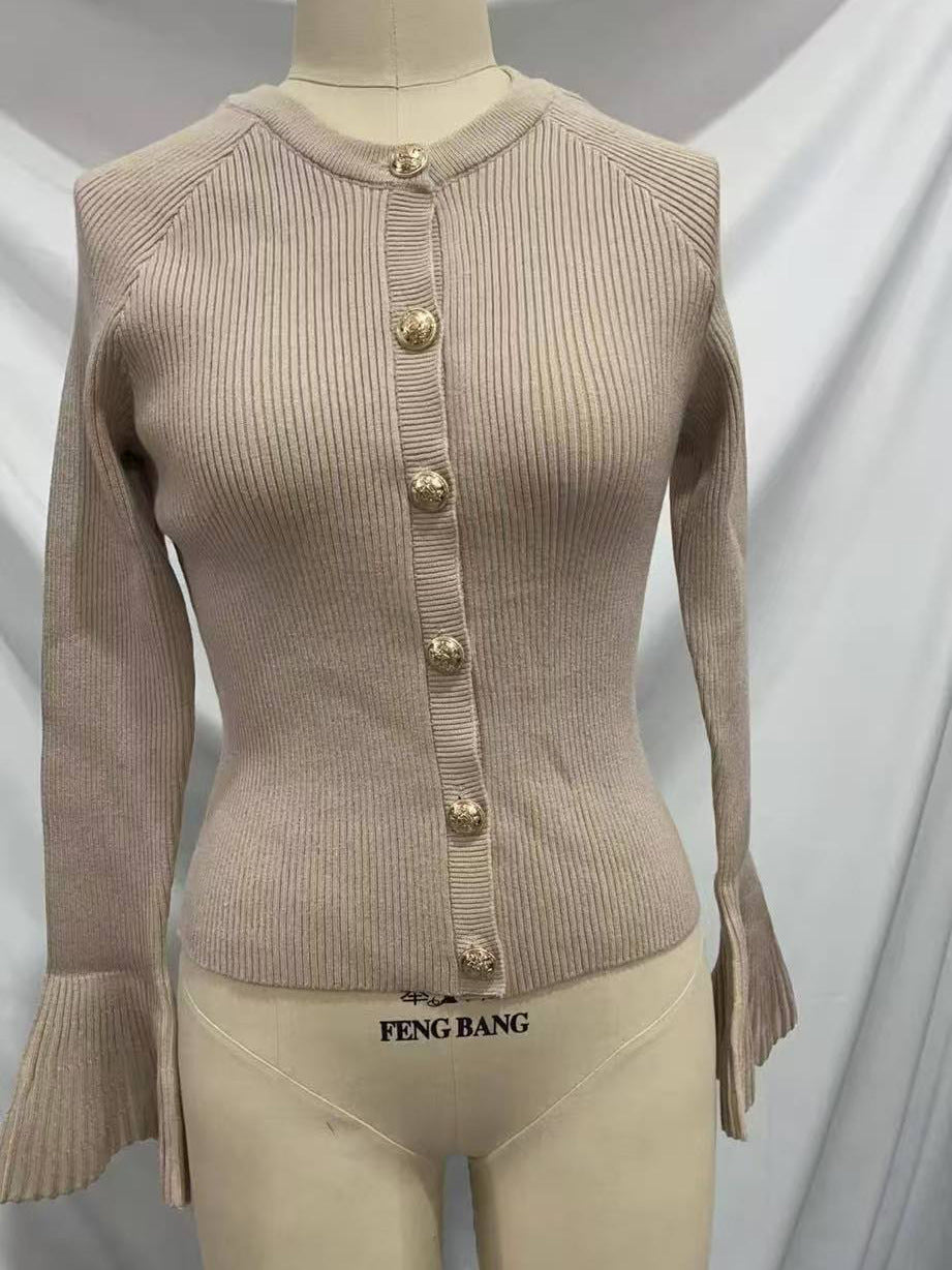 Women's Long-sleeved Sweater Solid Color Base Thread Top