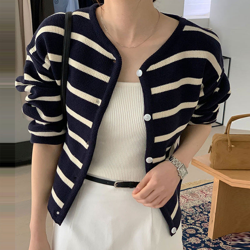 Old money Striped Cardigan