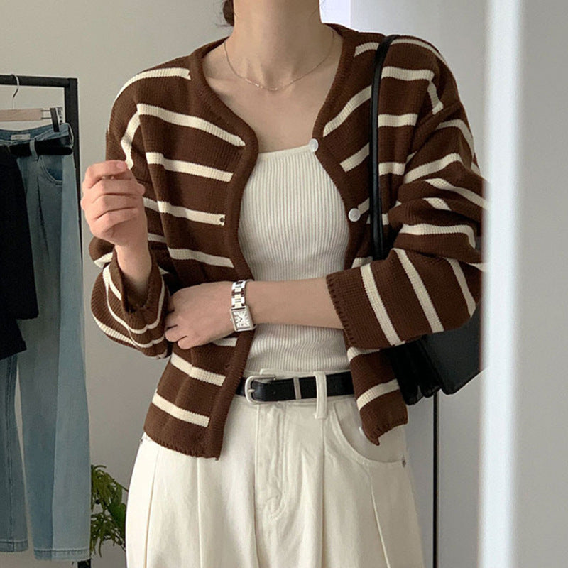 Old money Striped Cardigan