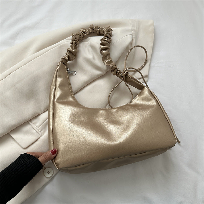 Solid Color Stitching Shoulder Bag