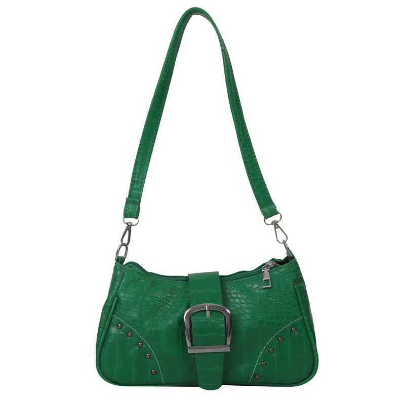 Textured Buckled Pu Leather Bag