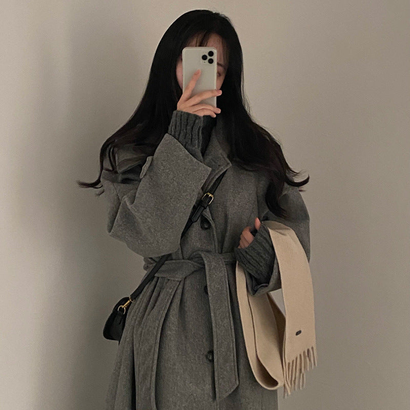 Vintage Suit Collar Wool Maxi Coat