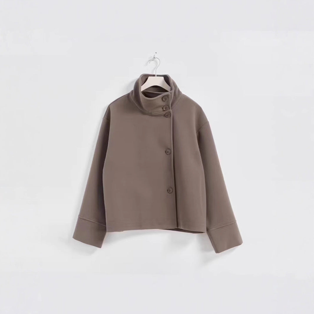 Women's Jacket Stand Collar Single Breasted Loose Woolen Coat