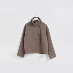 Women's Jacket Stand Collar Single Breasted Loose Woolen Coat